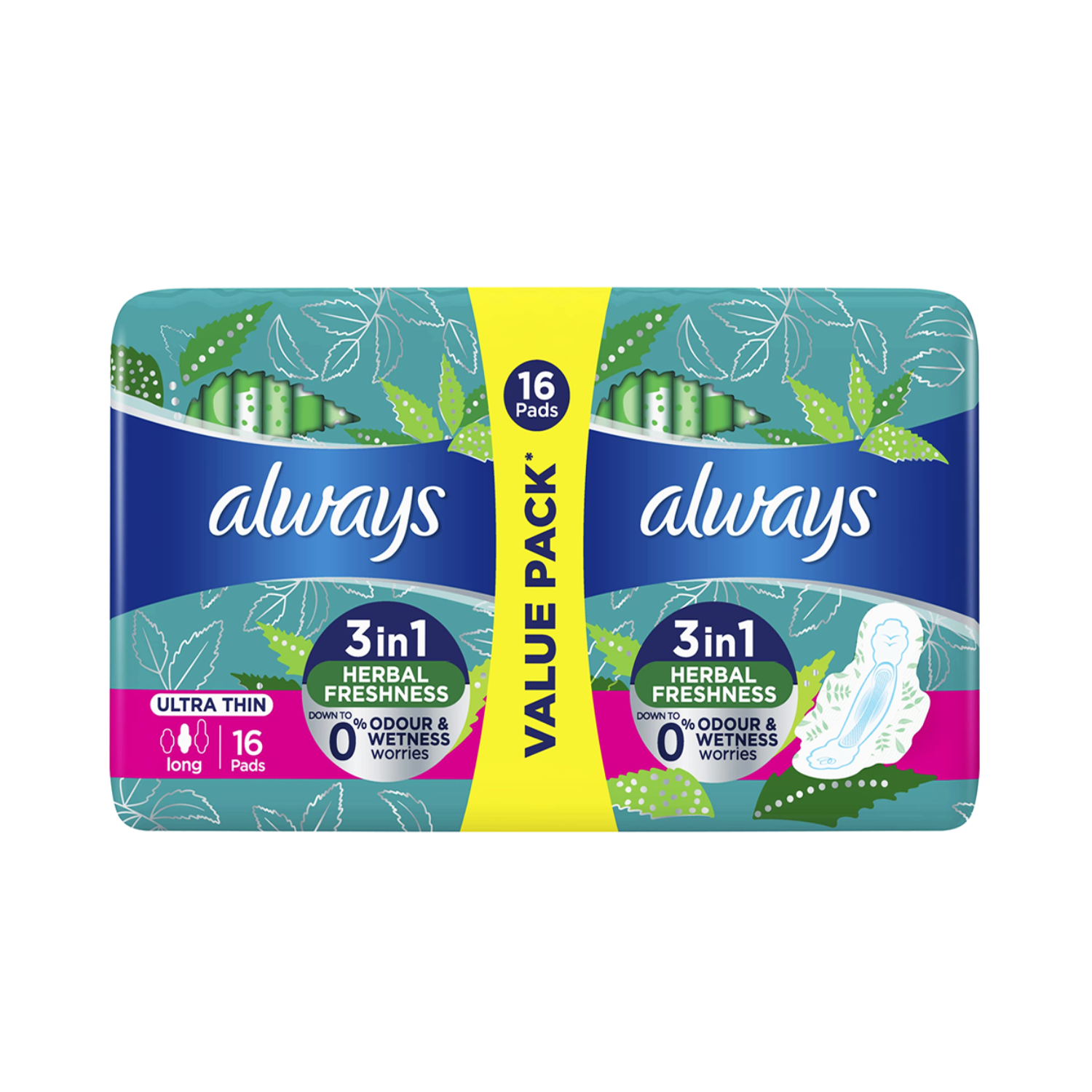 Always Ultra thin, Long Sanitary Pads, 8 pads 3in1