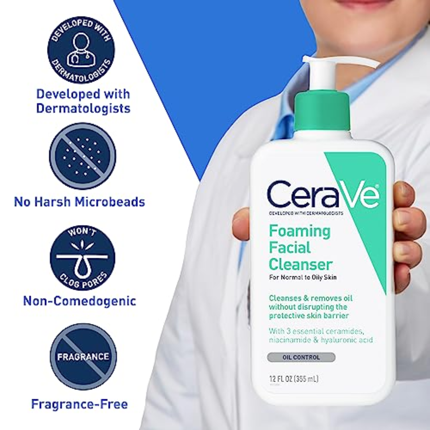 CeraVe Foaming Facial Cleanser For Normal To Oily Skin 355ml USA