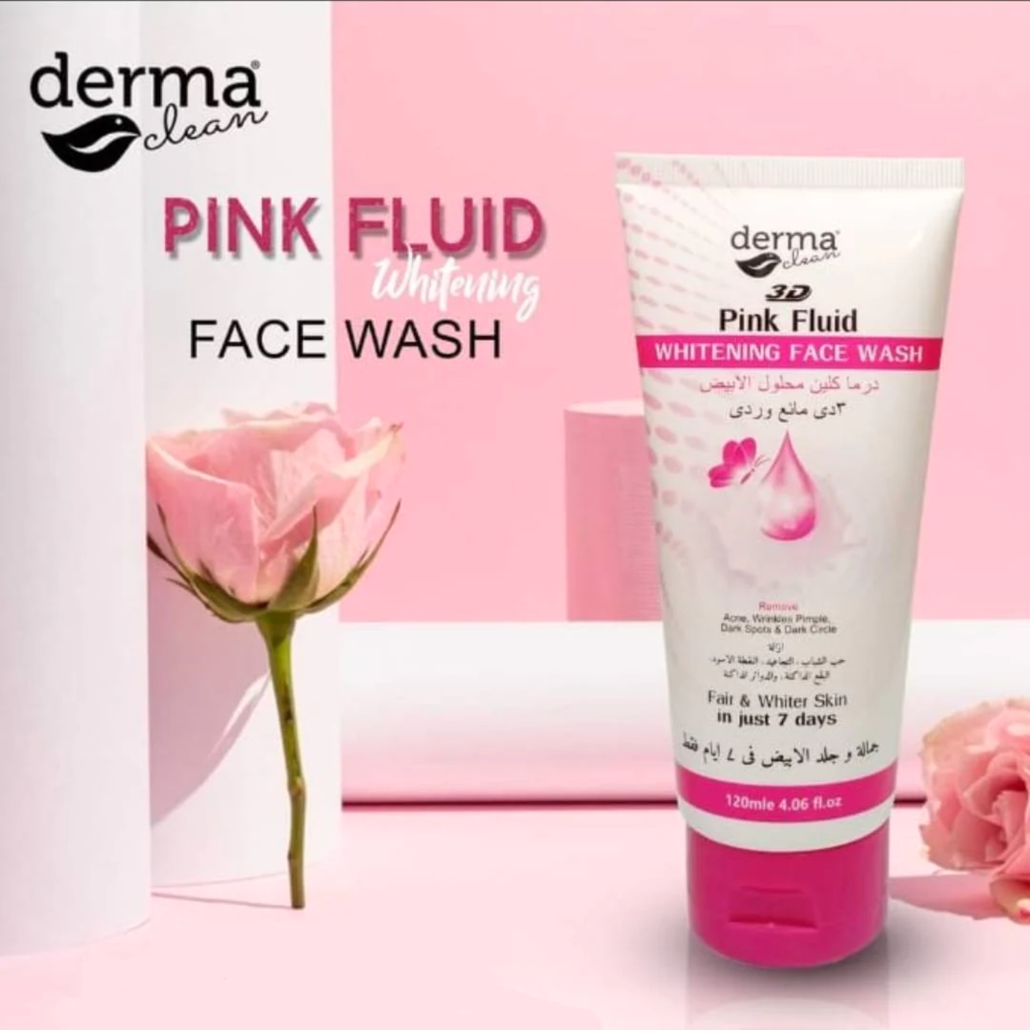 derma-clean-whitening-face-wash-3d-pink-fluid-120ml