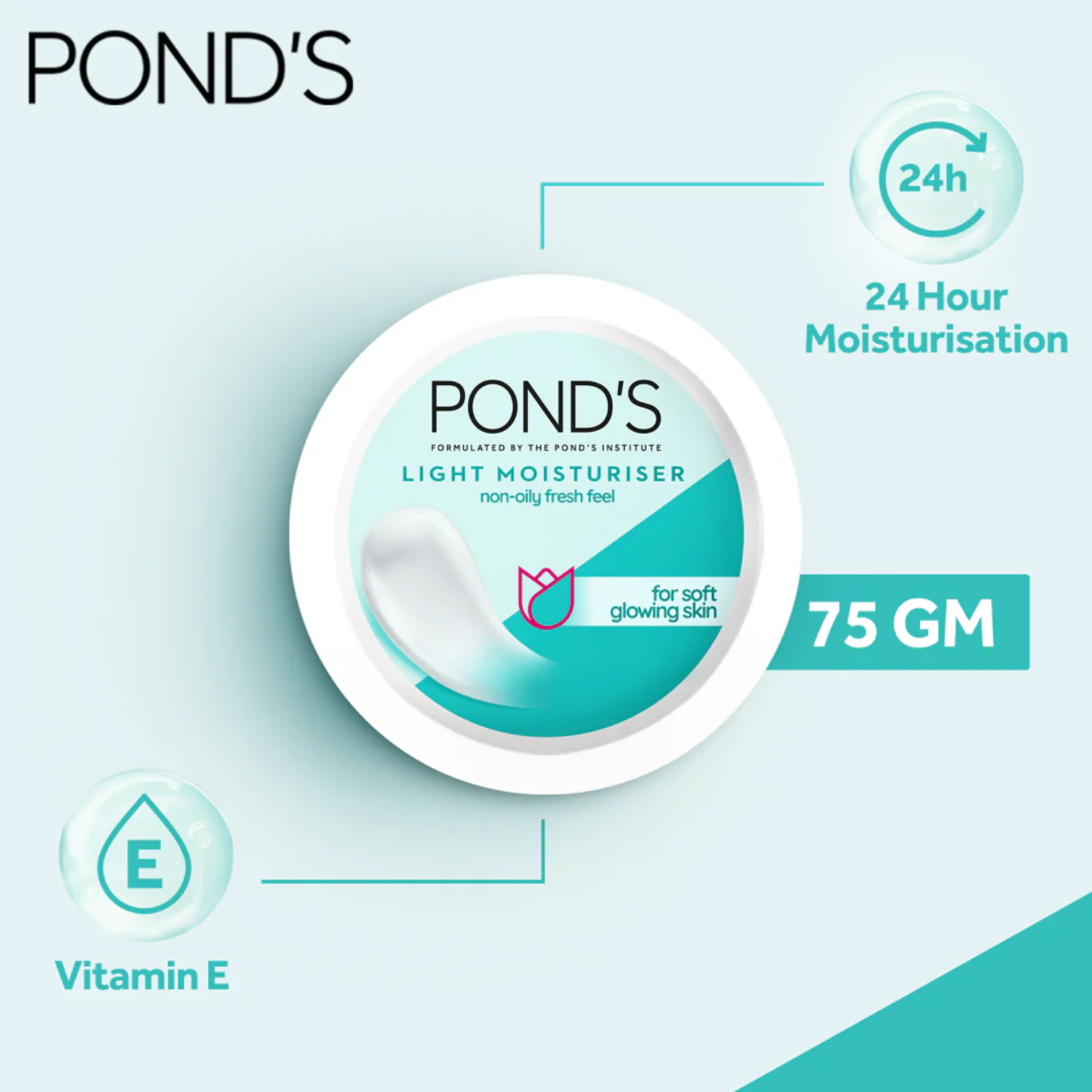 Ponds Light Moisturiser Soft Glowing Skin Cream, 75g