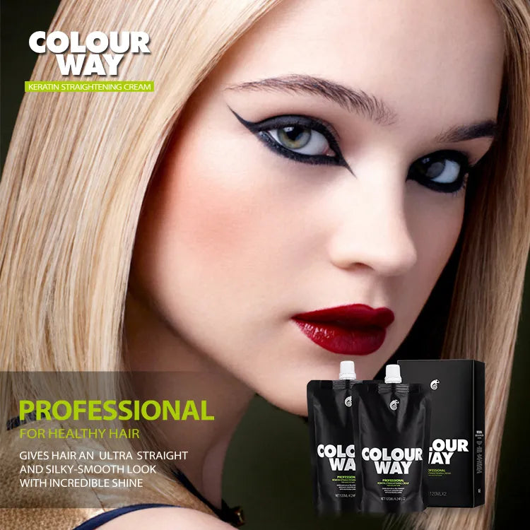 COLOURWAY Professional Keratin Straightening Cream For Damaged Hairs 280ml*2