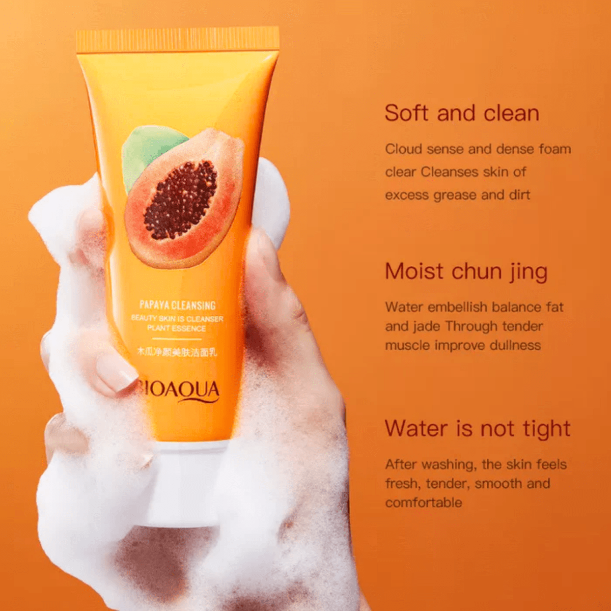 Bioaqua Papaya Moisturizing Gentle Deep Cleansing Facial Cleanser 100g - Gift Point