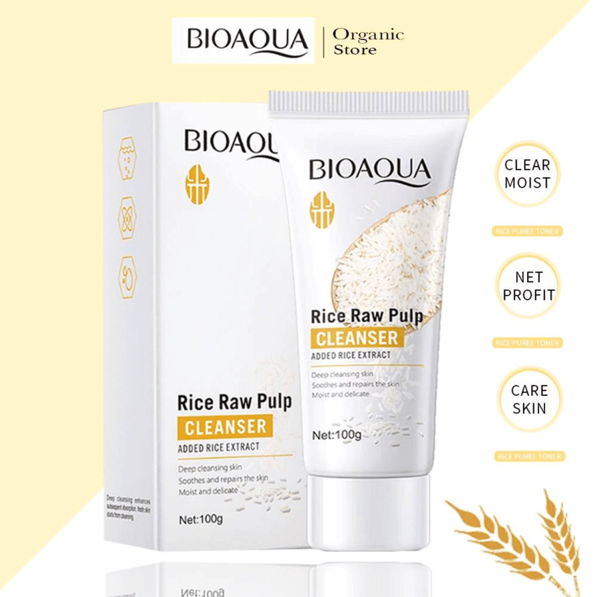 Bioaqua Rice Raw Pulp Cleanser 100g - Gift Point