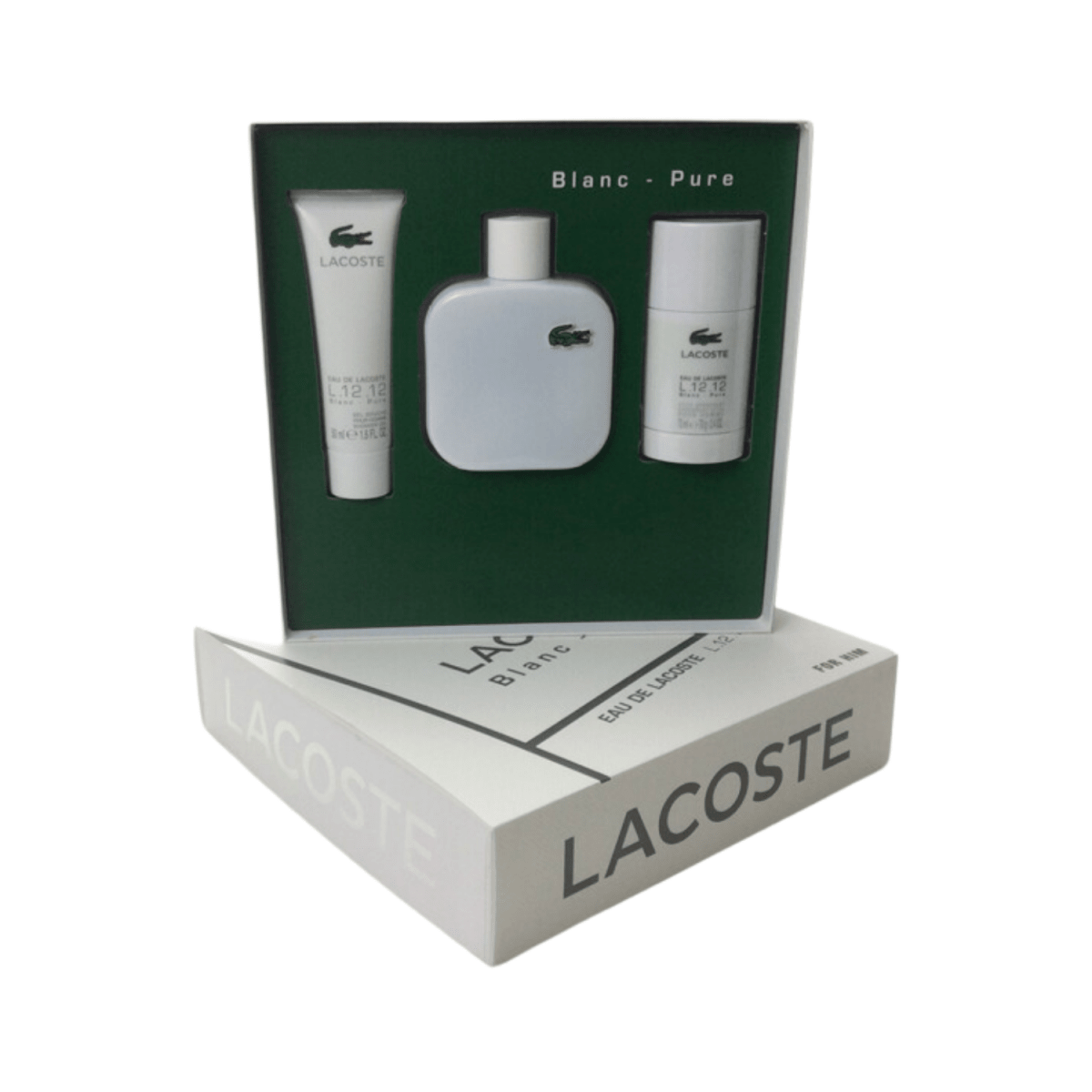Blanc Pure Lacoste Shower Gel,Body Spray & Perfume 3 Piece Gift Set For Men - Gift Point