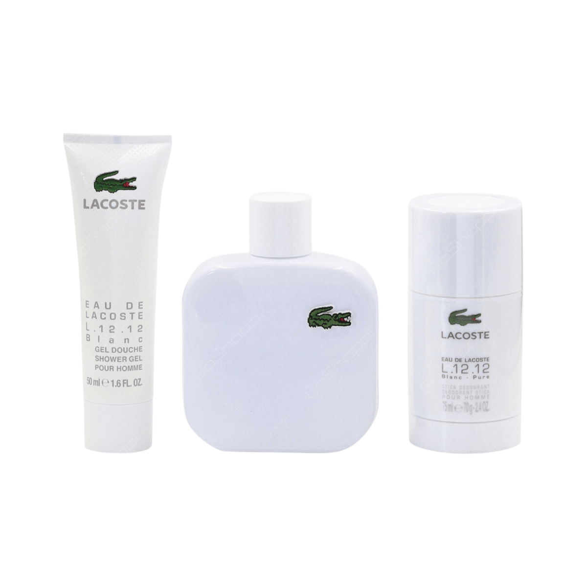 Blanc Pure Lacoste Shower Gel,Body Spray & Perfume 3 Piece Gift Set For Men - Gift Point