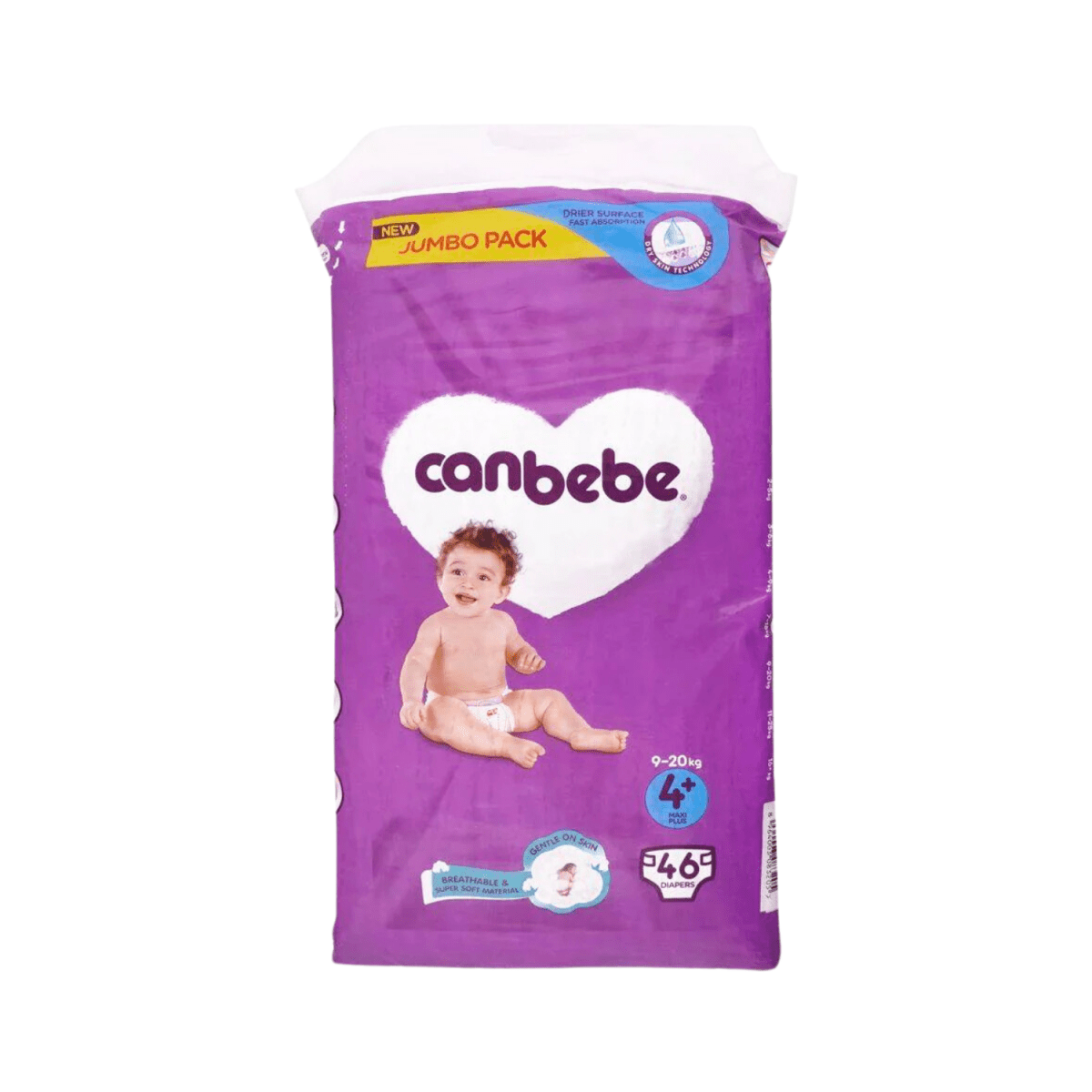 Canbebe Diapers Jumbo Pack 4+ Maxi 9-20Kg 46 Pcs - Gift Point
