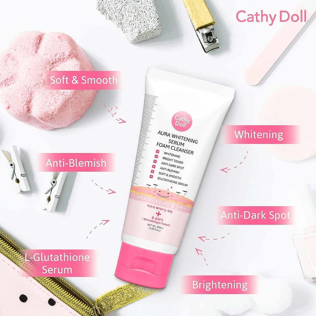 Cathy Doll Aura Whitening Serum Foam Cleanser 100ml - Gift Point