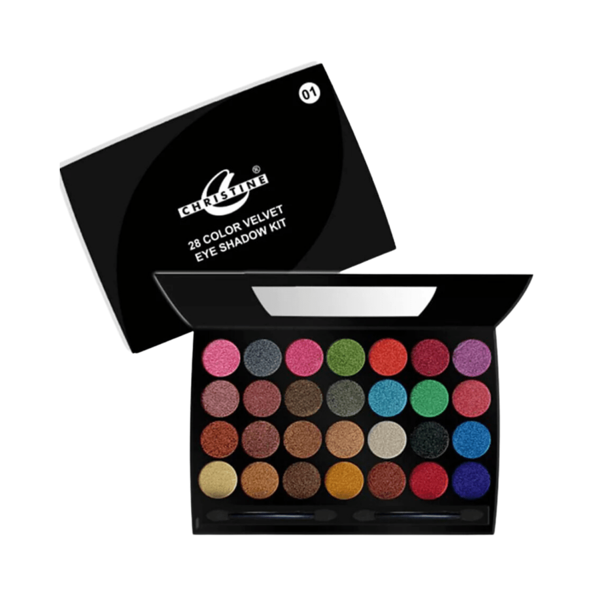 Christine 28 Colors Velvet Eyeshadow Shade 01 - Gift Point