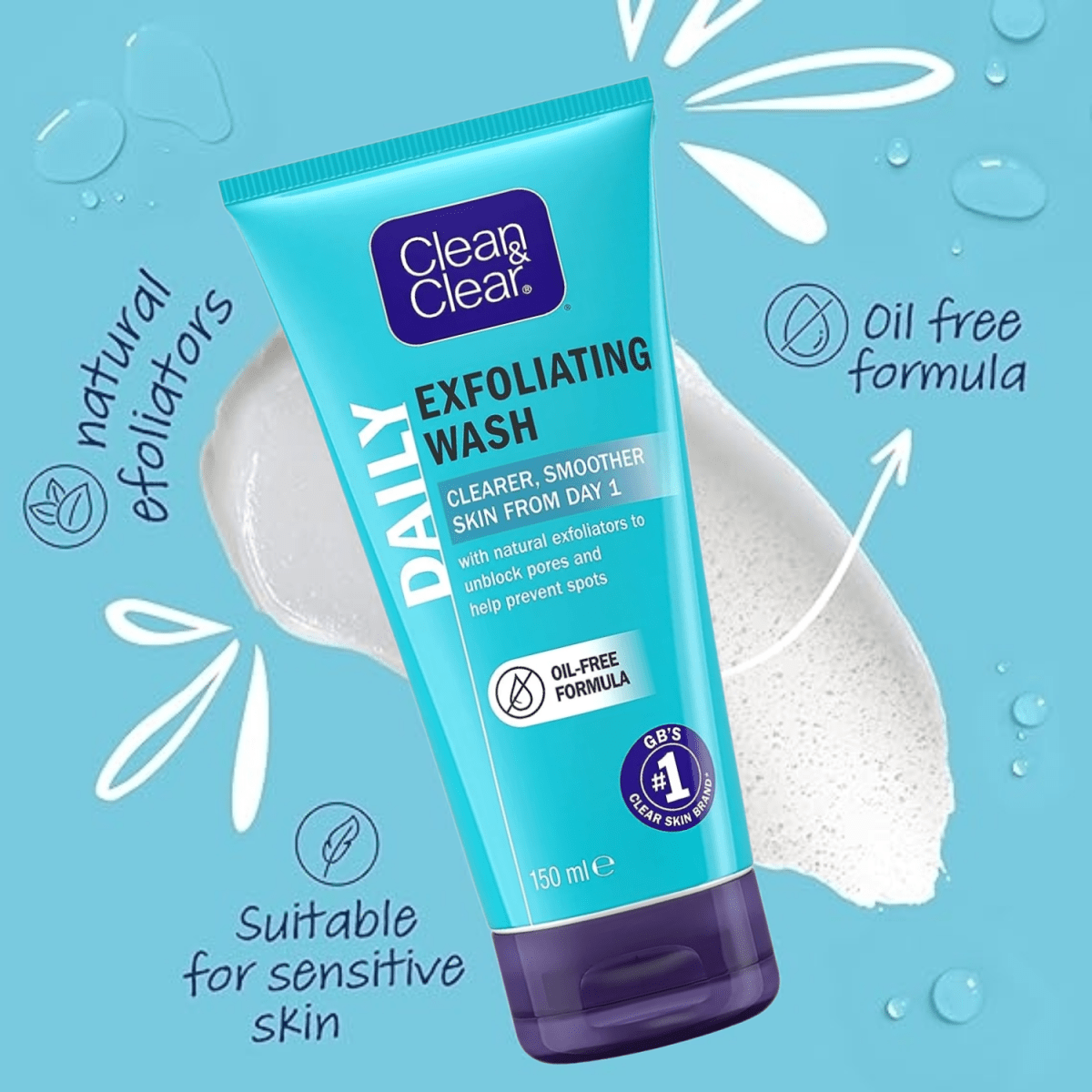Clean & Clear Exfoliating Daily Wash, Oil Free, 150ml - Gift Point