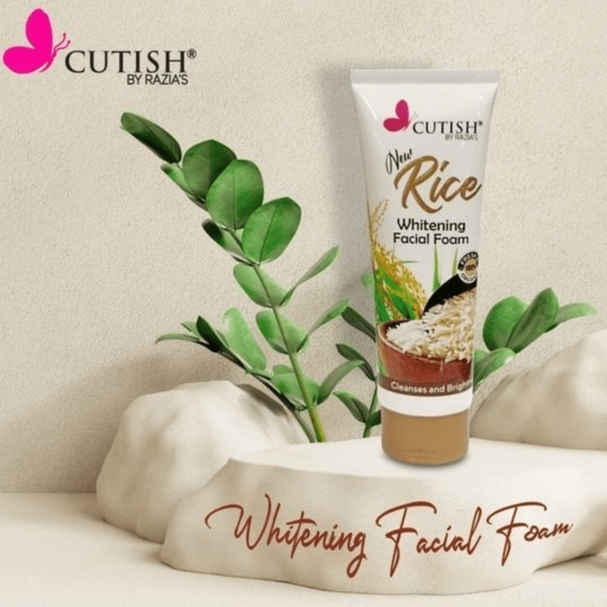 Cutish New Rice Whitening Facial Foam 100g - Gift Point