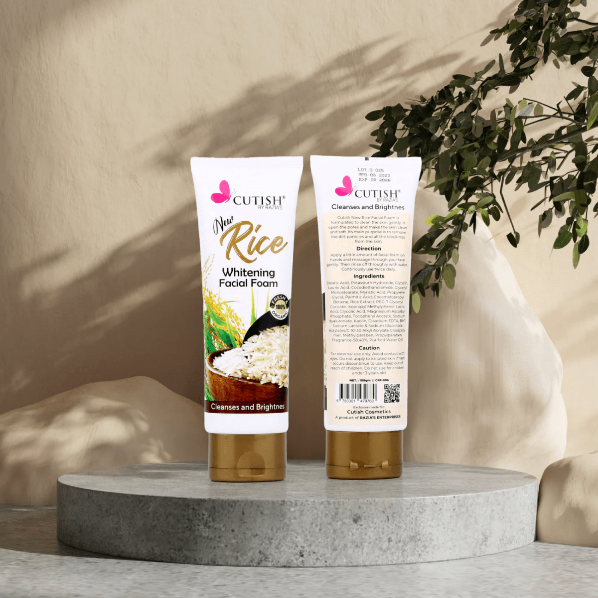 Cutish New Rice Whitening Facial Foam 100g - Gift Point