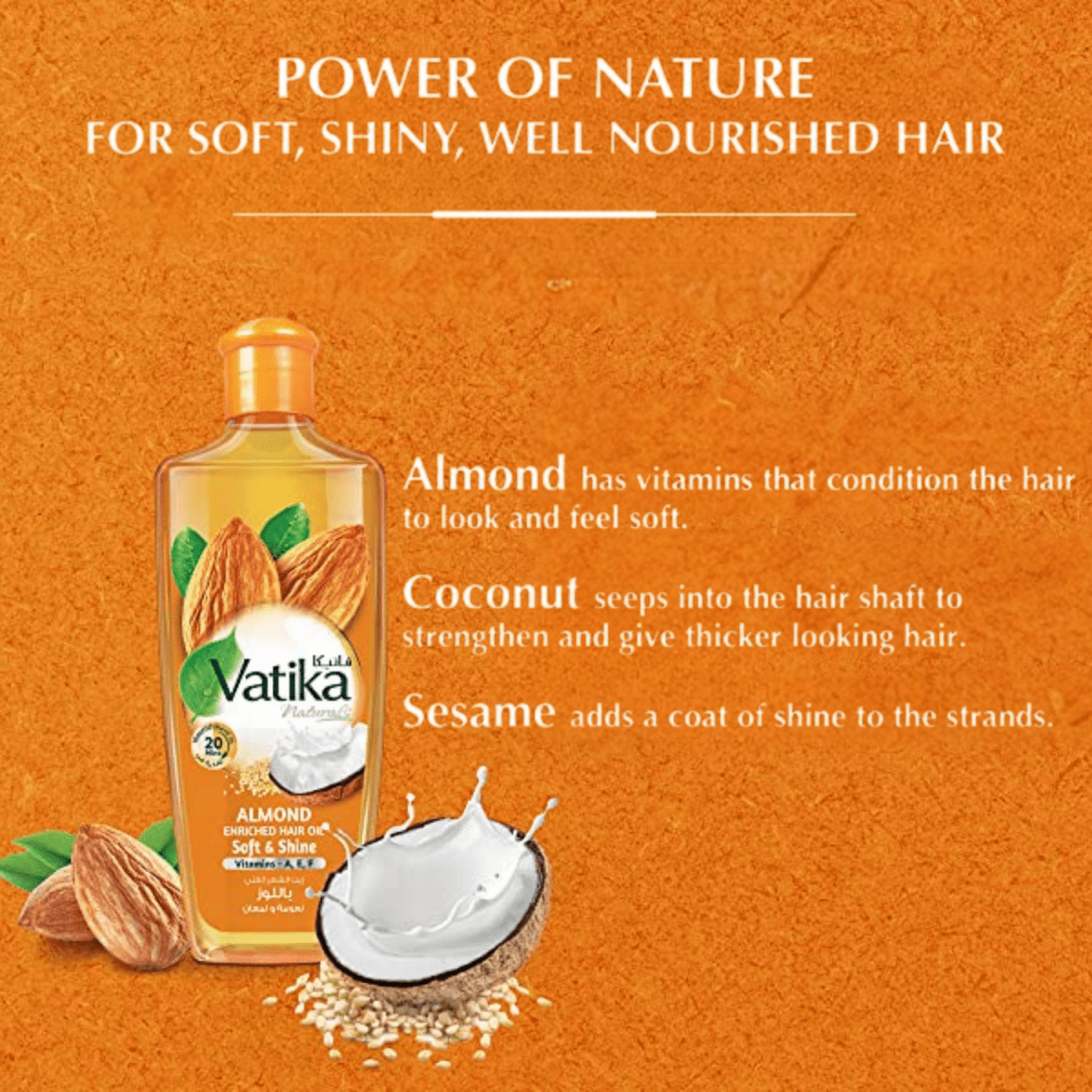 Dabur Vatika Almond Enriched Hair Oil Soft & Shine PK 200ml - Gift Point