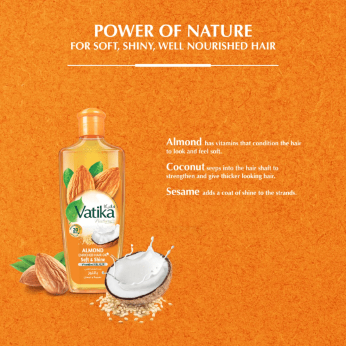 Dabur Vatika Almond Hair Oil Soft & Shine 300ml - Gift Point