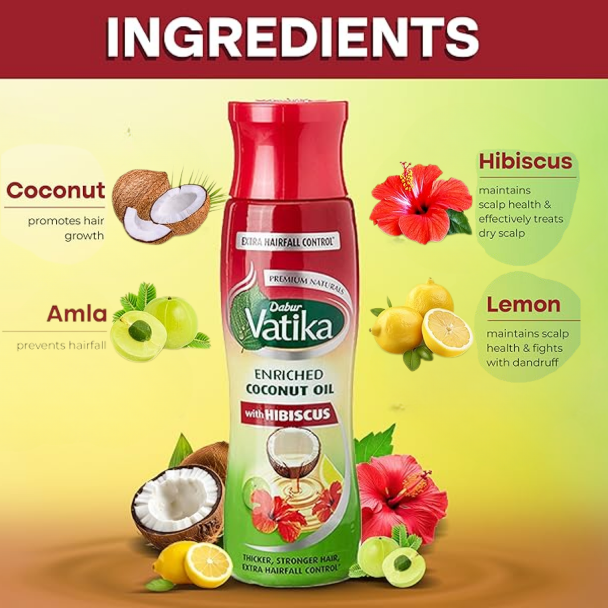 Dabur Vatika Enriched Coconut Hair Oil with Hibiscus 300ml - Gift Point