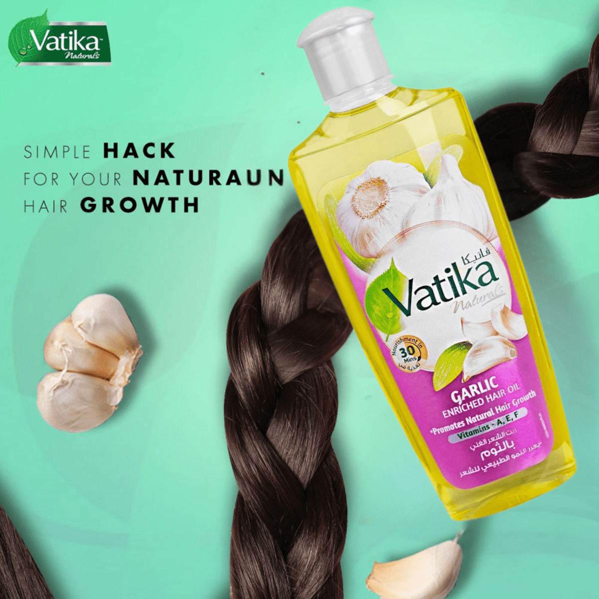 Dabur Vatika Naturals Garlic Natural Hair Growth Enriched Hair Oil PK 200ml - Gift Point