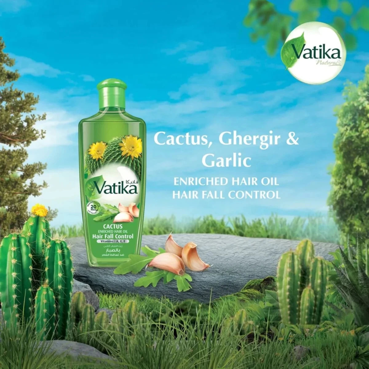 Dabur Vatika Naturals Hair Fall Control Cactus Enriched Hair Oil PK 200ml - Gift Point