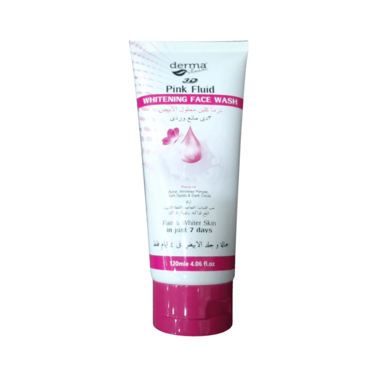 Derma Clean Whitening Face Wash 3D Pink Fluid 120ml - Gift Point