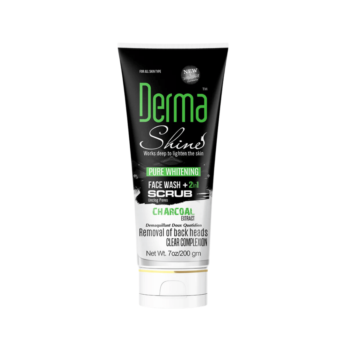 Derma Shine Charcoal Face Wash+ Scrub 2 IN 1 200g - Gift Point