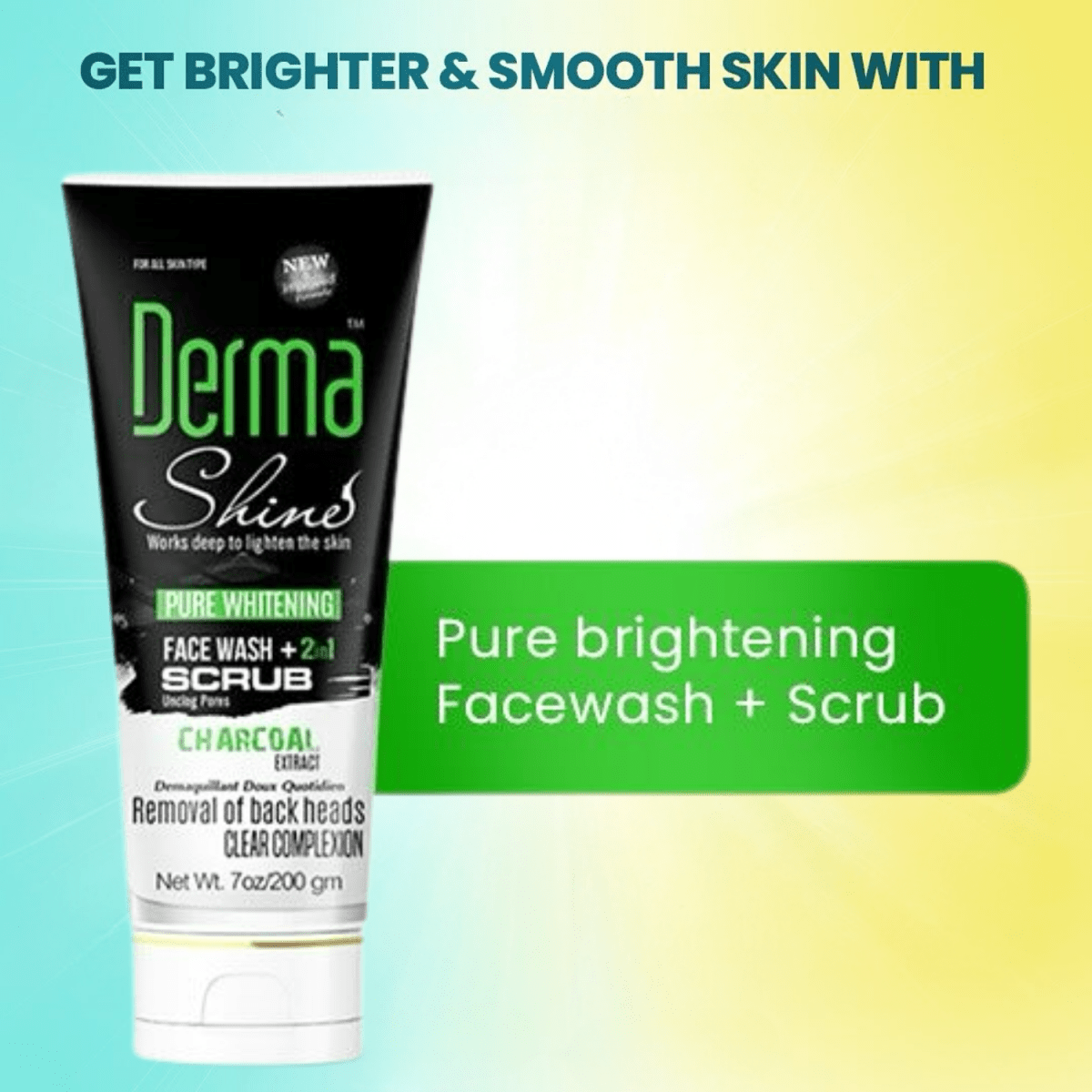 Derma Shine Charcoal Face Wash+ Scrub 2 IN 1 200g - Gift Point