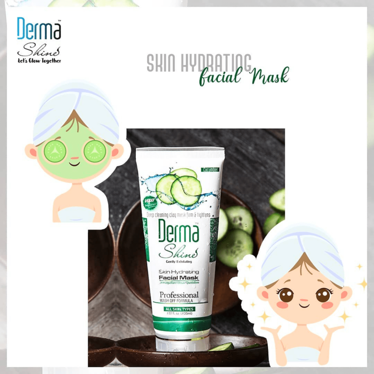 Derma Shine Hydrating Cucumber Facial Mask 200g - Gift Point