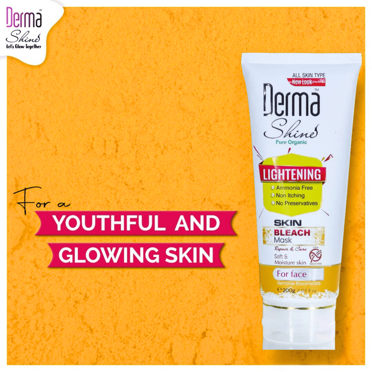 Derma Shine Pure Organic Lightening Skin Bleach Mask 200g - Gift Point