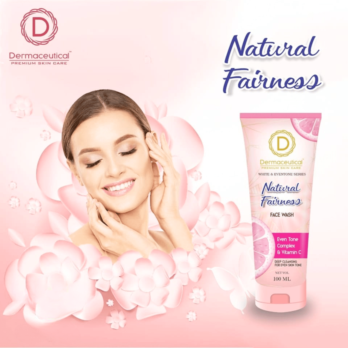 Dermacutical Premium Skin Care Natural Fairness Face Wash Vitamin C, 100ml - Gift Point