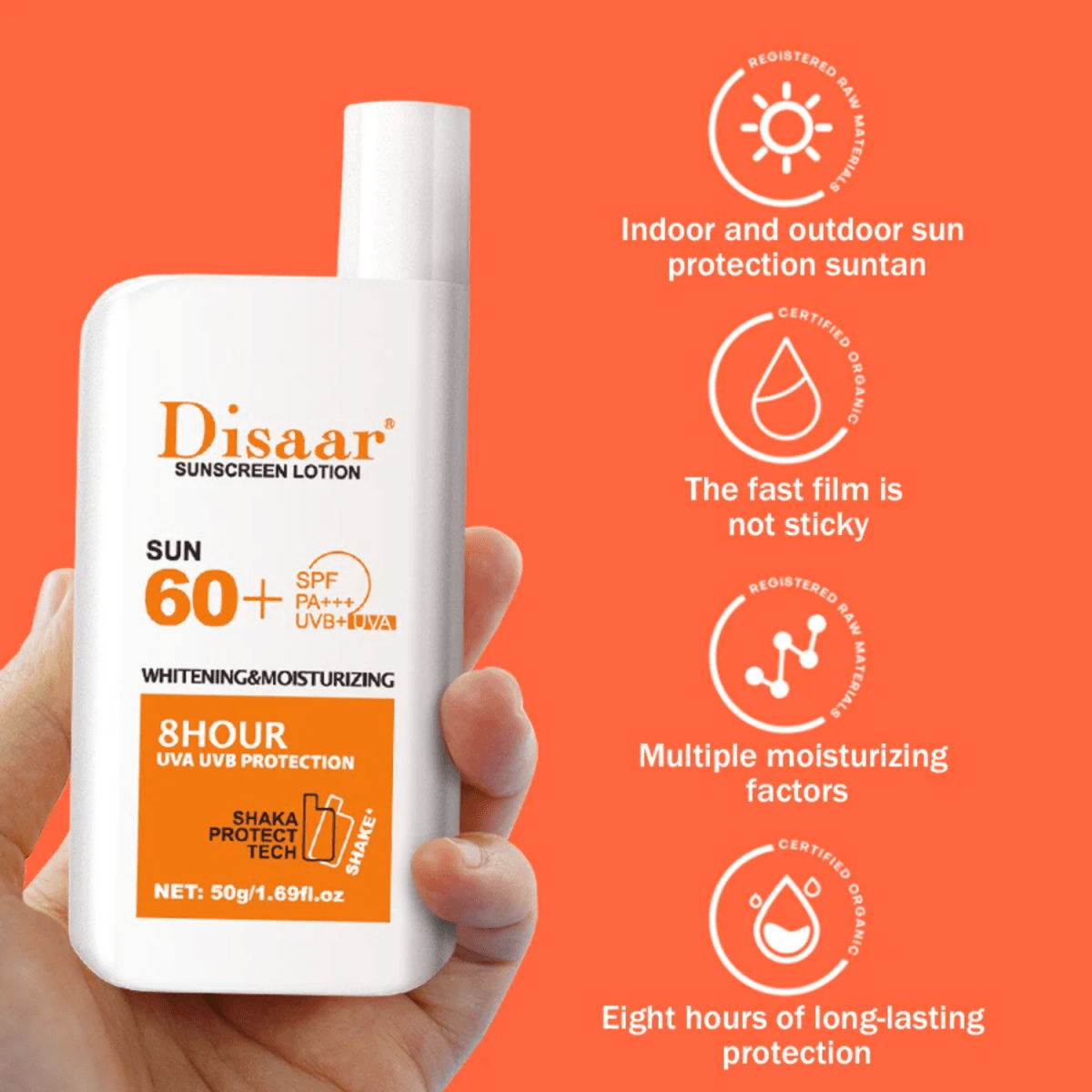 Disaar Whitening & Moisturizing SPF60 Sunscreen Lotion 50g - Gift Point