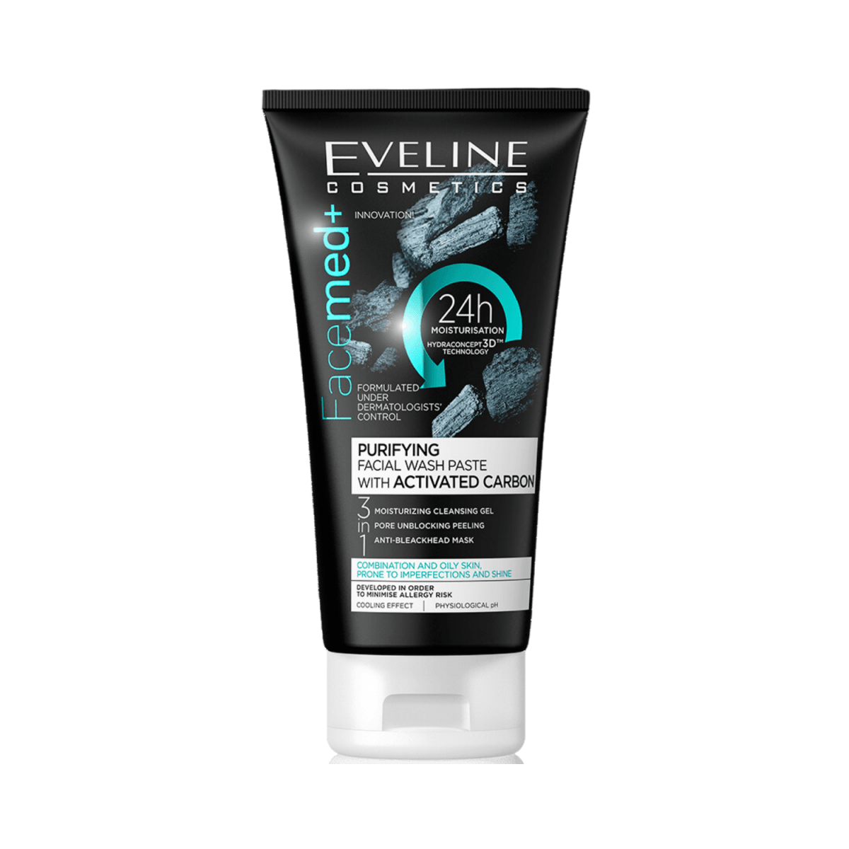 Eveline FaceMed + Purifying Facial Wash Paste With Activated Carbon 150ml - Gift Point