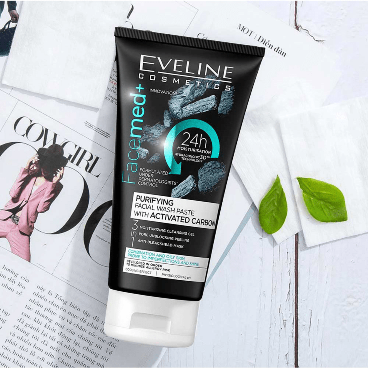 Eveline FaceMed + Purifying Facial Wash Paste With Activated Carbon 150ml - Gift Point