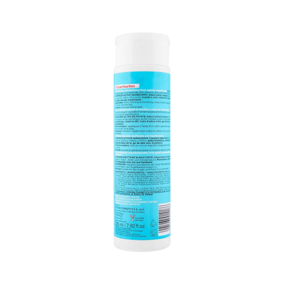 Eveline Pure Control Deeply Cleansing Tonic, Oily & Combination Skin, 225ml - Gift Point