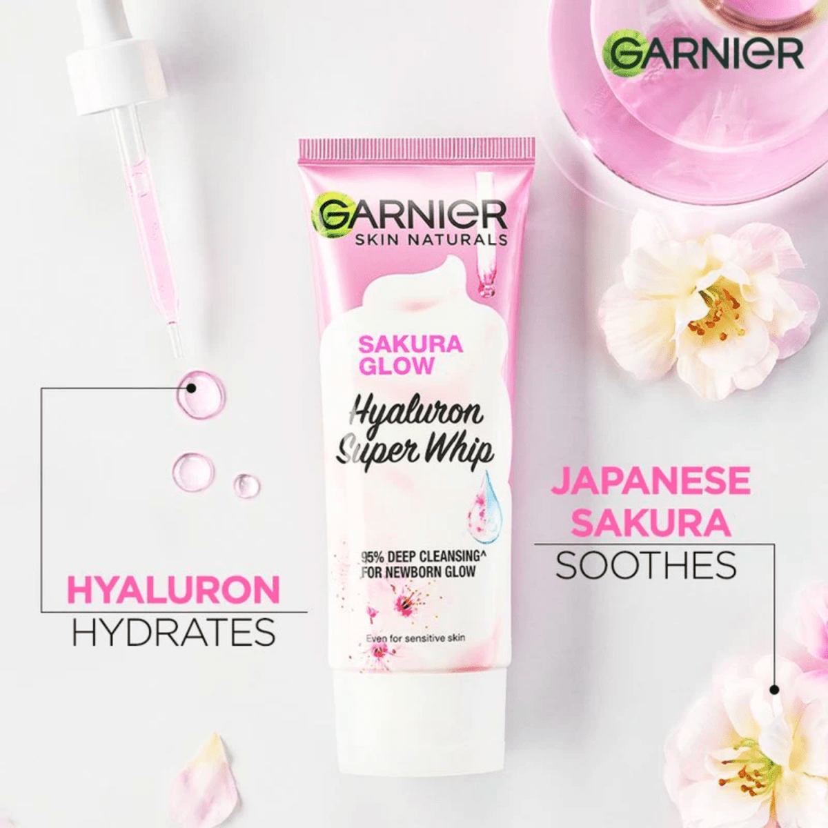 Garnier Sakura Glow Hyaluron Super Whip Foam 100ml - Gift Point