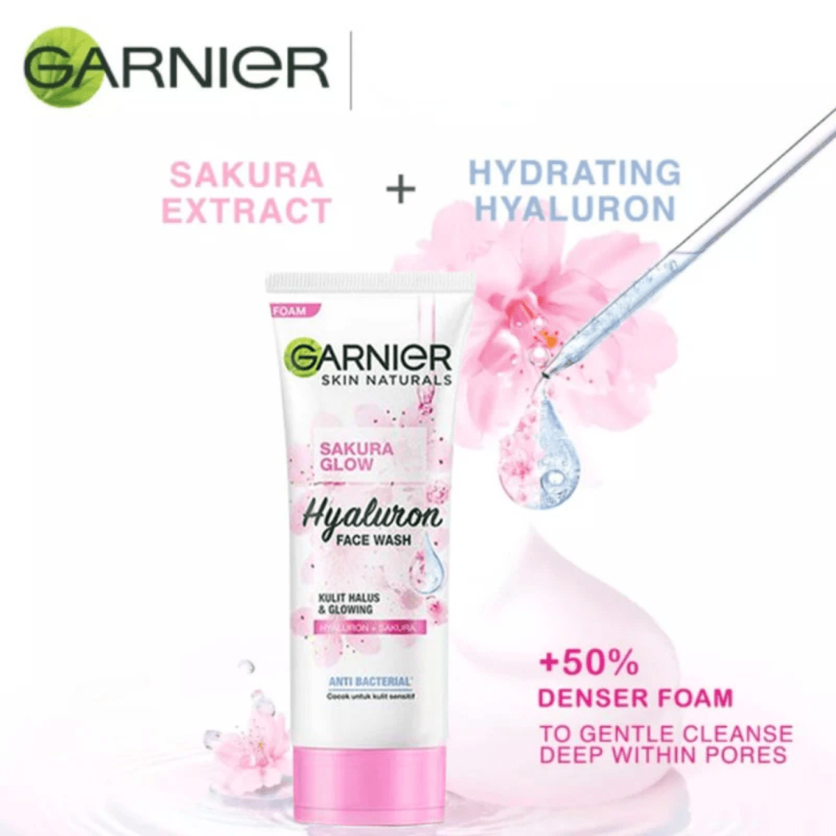 Garnier Skin Naturals Sakura Glow Hyaluron Face Wash, 100ml - Gift Point