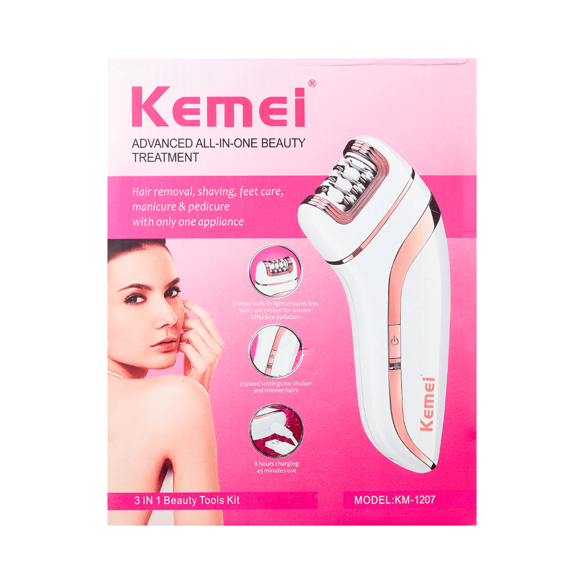 Kemei 3 in 1 Epilator Body Shaver Electric Epilator KM-1207 - Gift Point