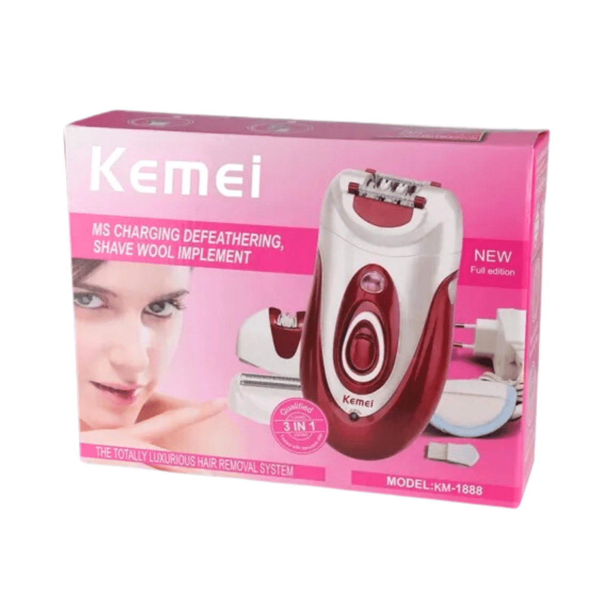 Kemei 3 in 1 Professional Lady Rechargeable Epilator KM-1201 - Gift Point