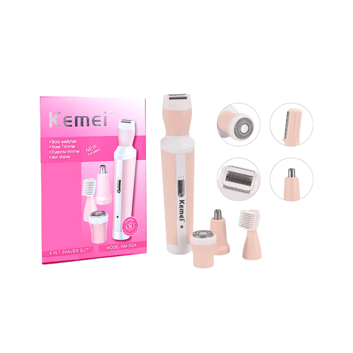 Kemei 4in1 Rechargeable Hair Remover Shaver KM-3024 - Gift Point