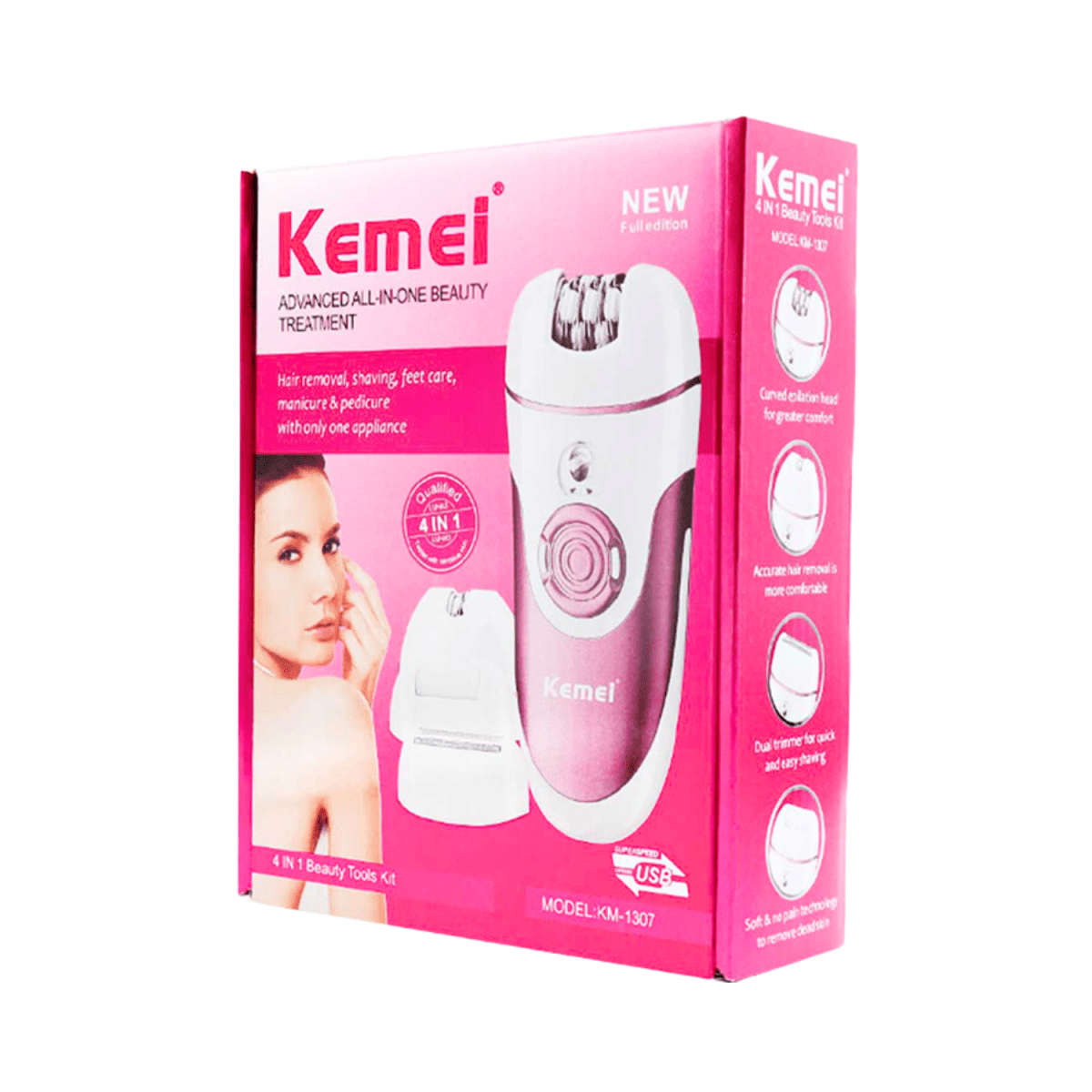 Kemei KM-1307 4 in 1 Multi-Function Lady Electric Epilator - Gift Point