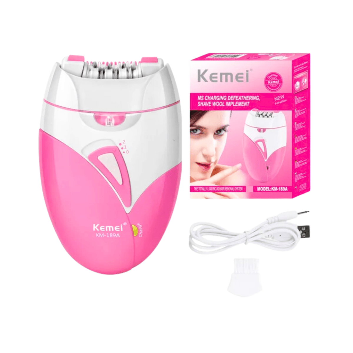 Kemei KM-189A Women hair removal Epilator Shaver Rechargeable - Gift Point