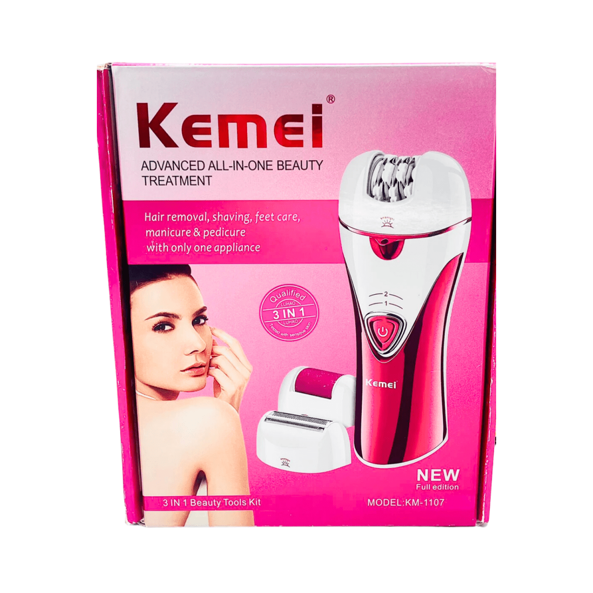 Km-1107 3 In 1 Rechargeable Electric Epilator - Gift Point
