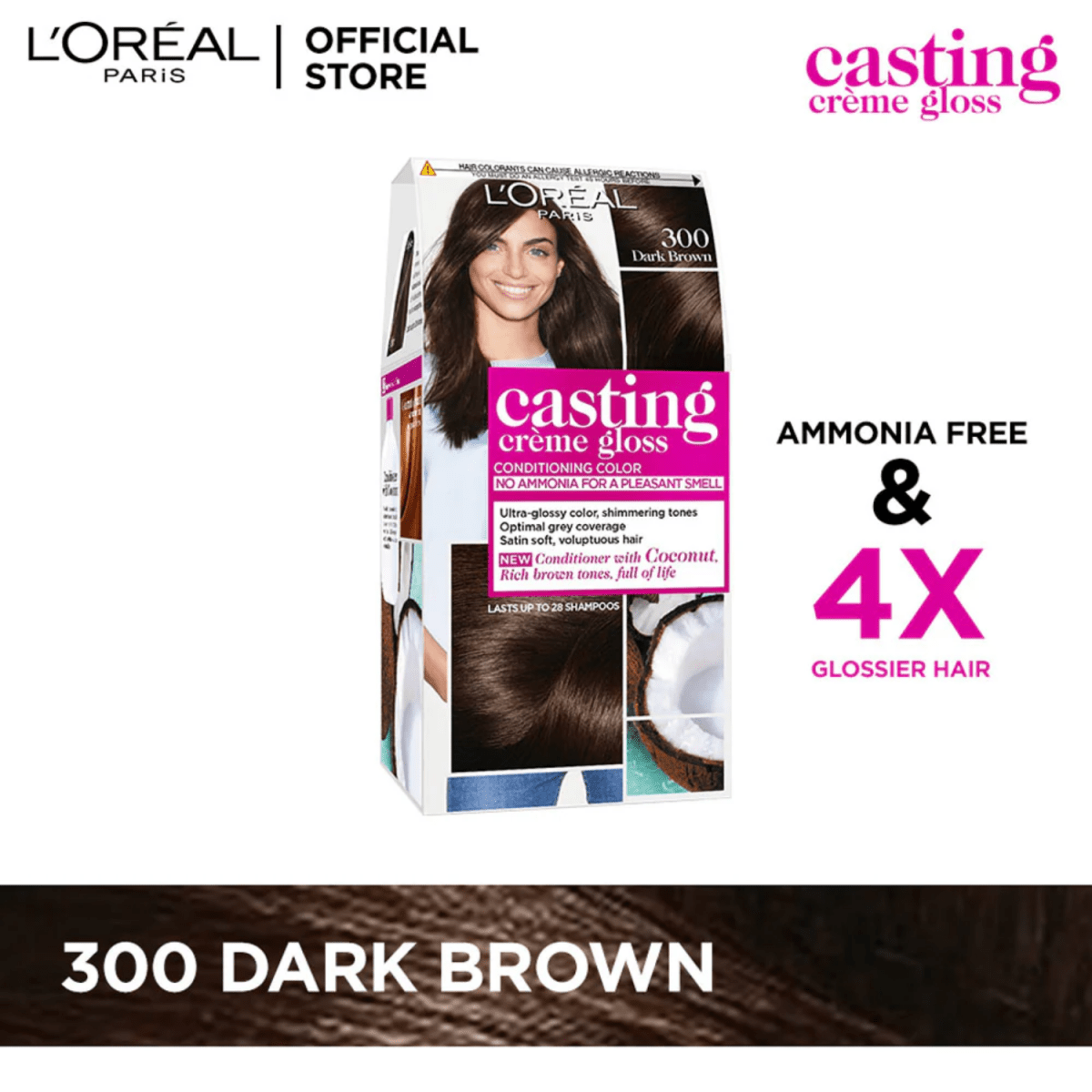 Loreal Casting Creme Gloss Hair Color 300-Dark Brown - Gift Point