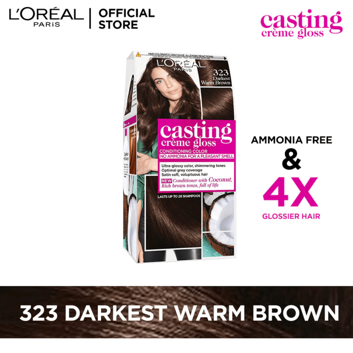 Loreal Casting Creme Gloss Hair Color 323-Darkest Warm Brown - Gift Point