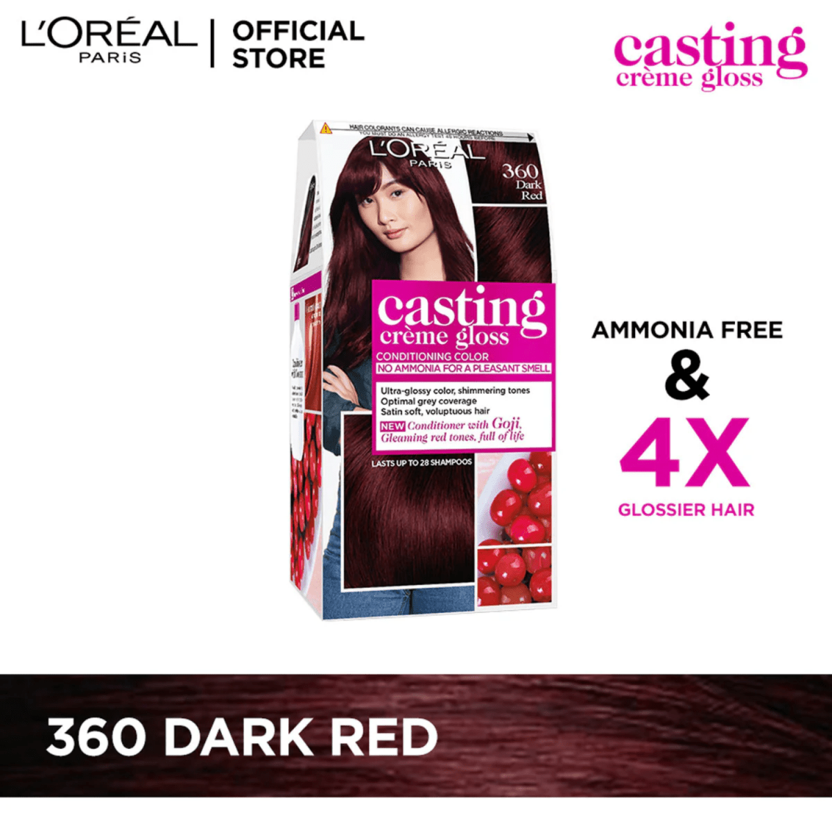 Loreal Casting Creme Gloss Hair Color 360 - Dark Red - Gift Point