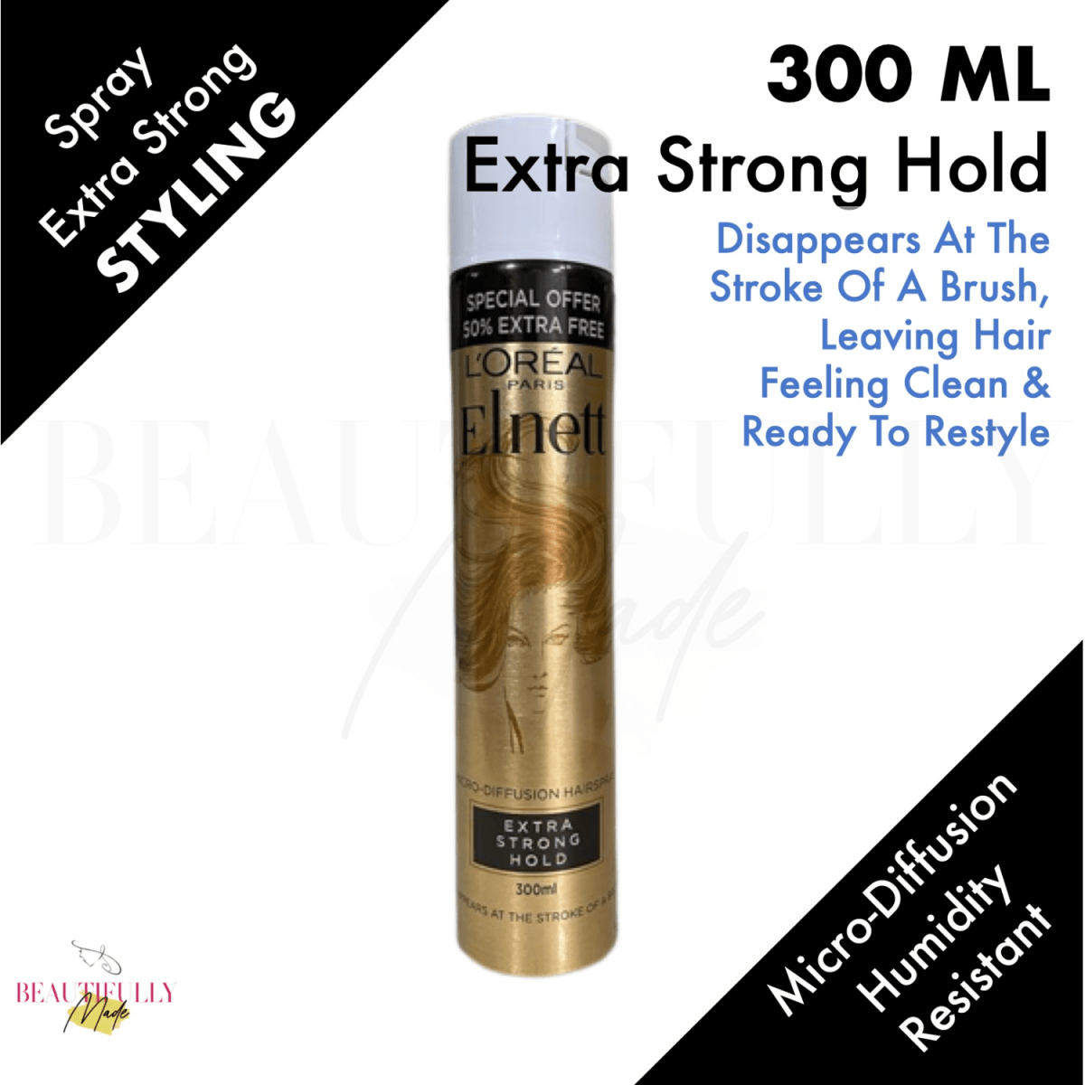 L'Oreal Paris Elnett Extra Strong Hold Hair Spray 300ml - Gift Point