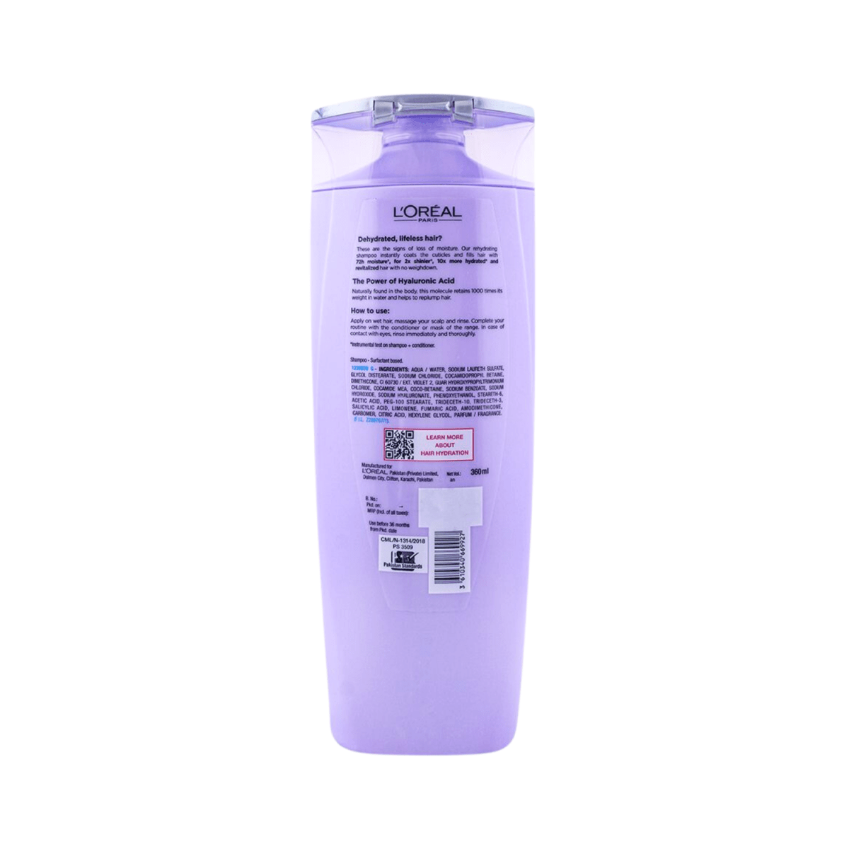 L'Oreal Paris Elvive Hyaluron Moisture 72H Moisture Filling Shampoo PK 360ml - Gift Point
