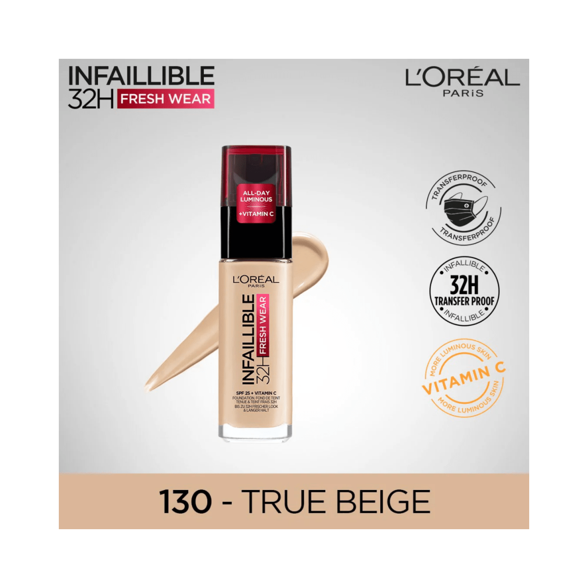 Loreal Paris Infaillible 23H Freash Wear 130 Beige Peau True Beige France 30ml - Gift Point