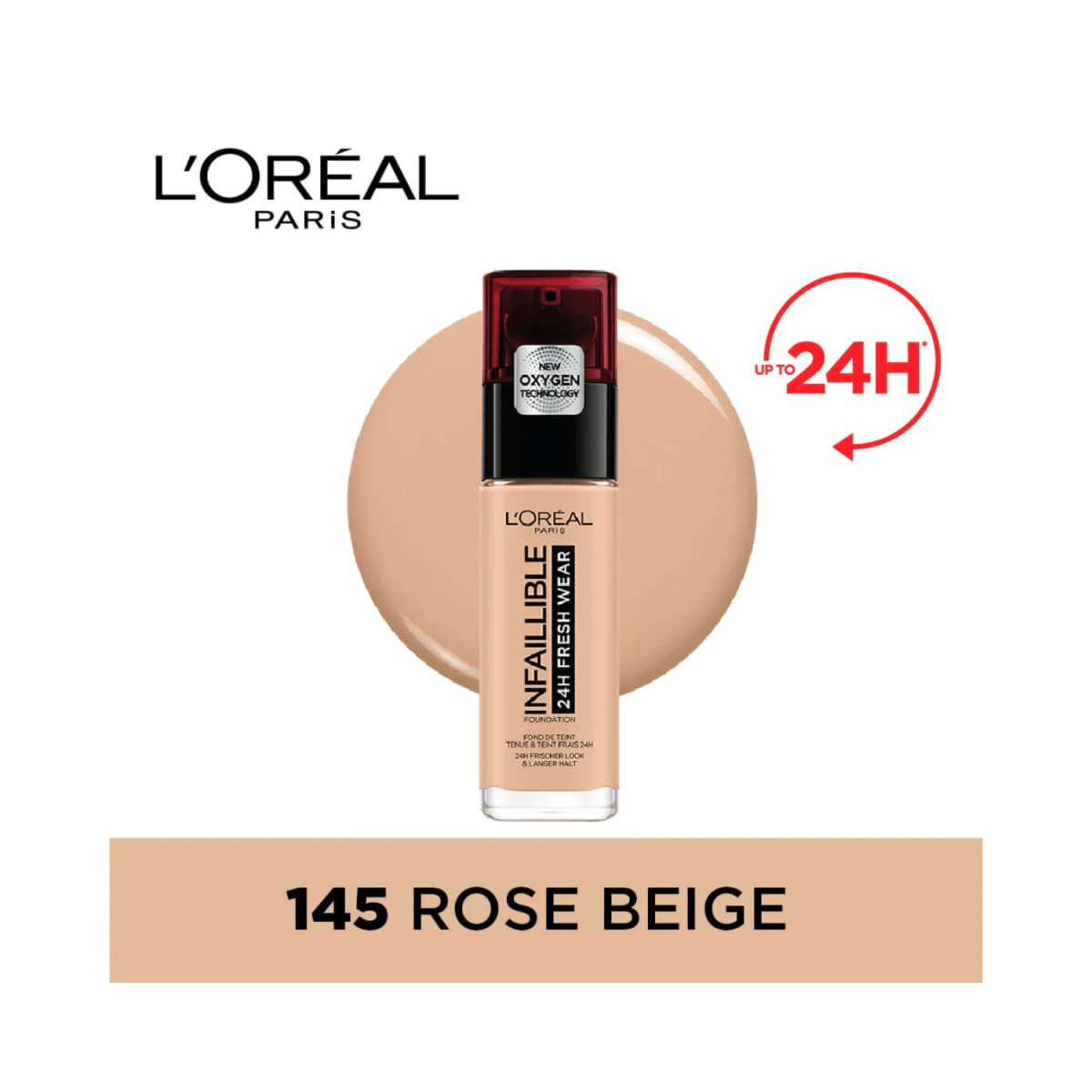 Loreal Paris Infaillible 23H Freash Wear 145 Beige Rose Rose Beige France 30ml - Gift Point