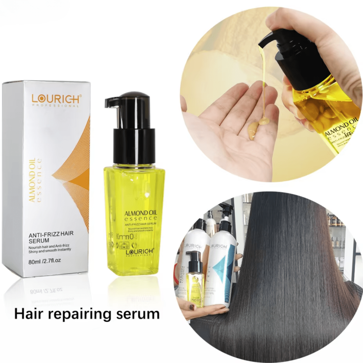 Lourich Anti-Frizz Hair Serum Almond Oil Essence 80ml - Gift Point
