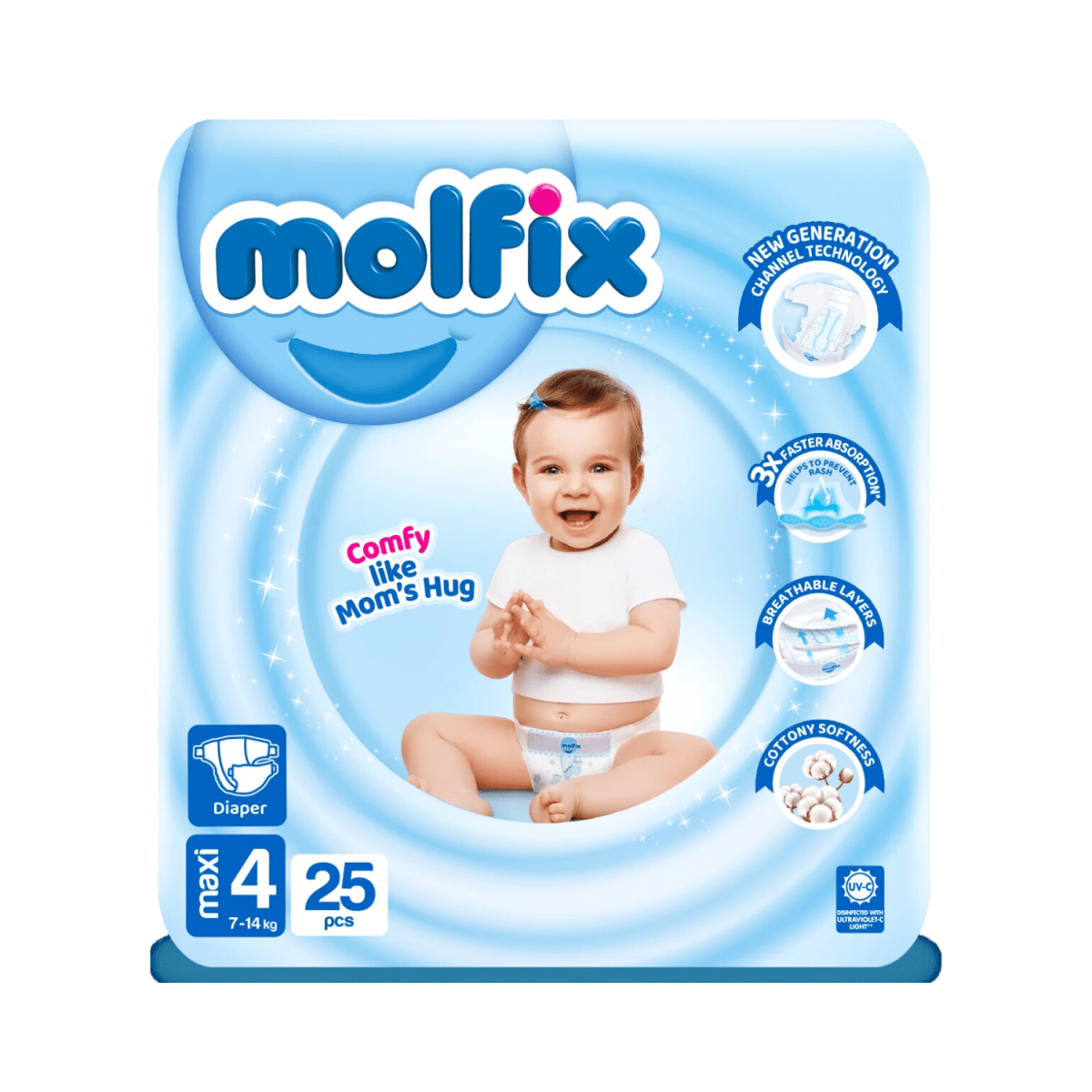 Molfix Diaper Maxi No 4 7-14 Kg 25 Pcs - Gift Point