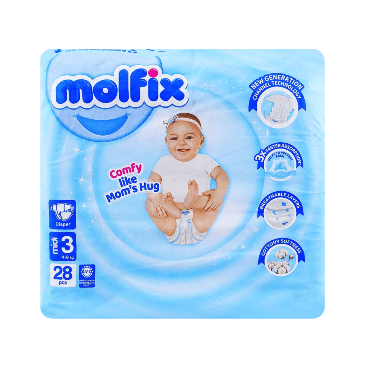 Molfix Diapers 3 Medium 4-9 Kg 28 Pcs - Gift Point