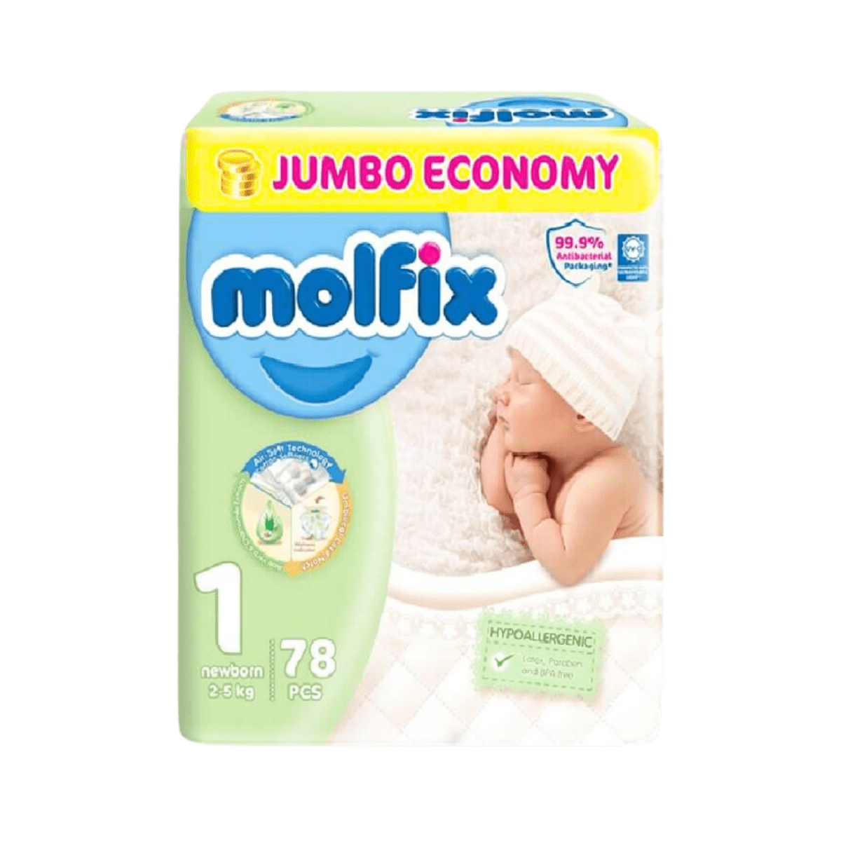 Molfix Diapers Newborn Size No 1 2-5 Kg 78 Pcs - Gift Point