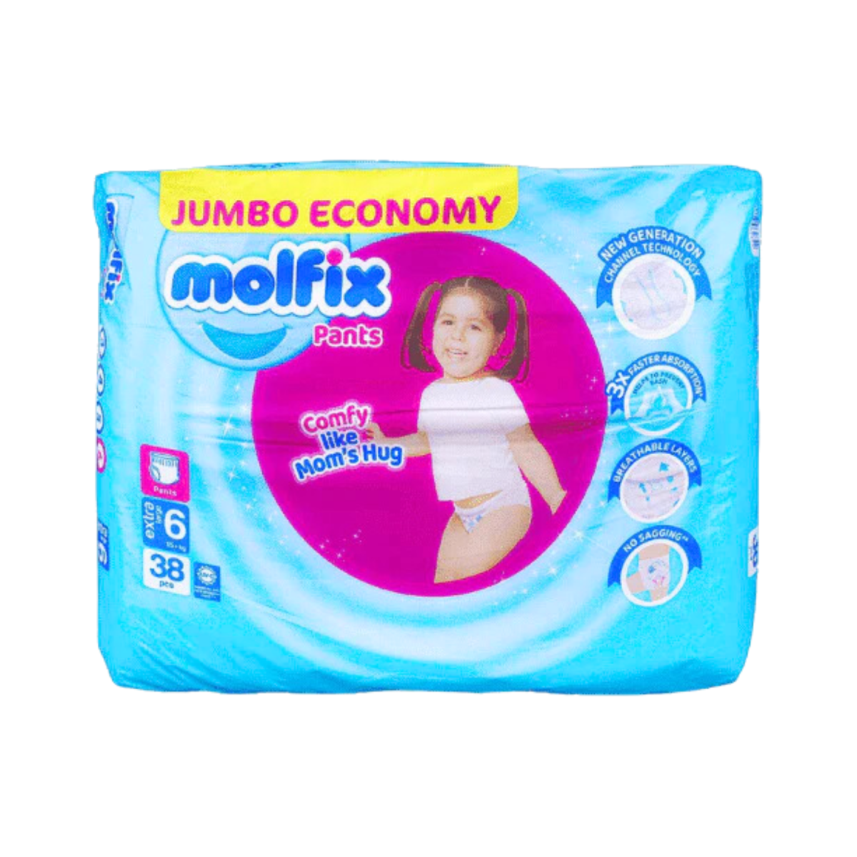 Molfix Pants No. 6 Extra Large 15+ Kg 38 Pcs - Gift Point